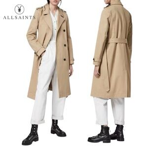 ALLSAINTS CHIARA TRENCH COAT IN LIGHT TAN SZ X-SMALL - BNWT